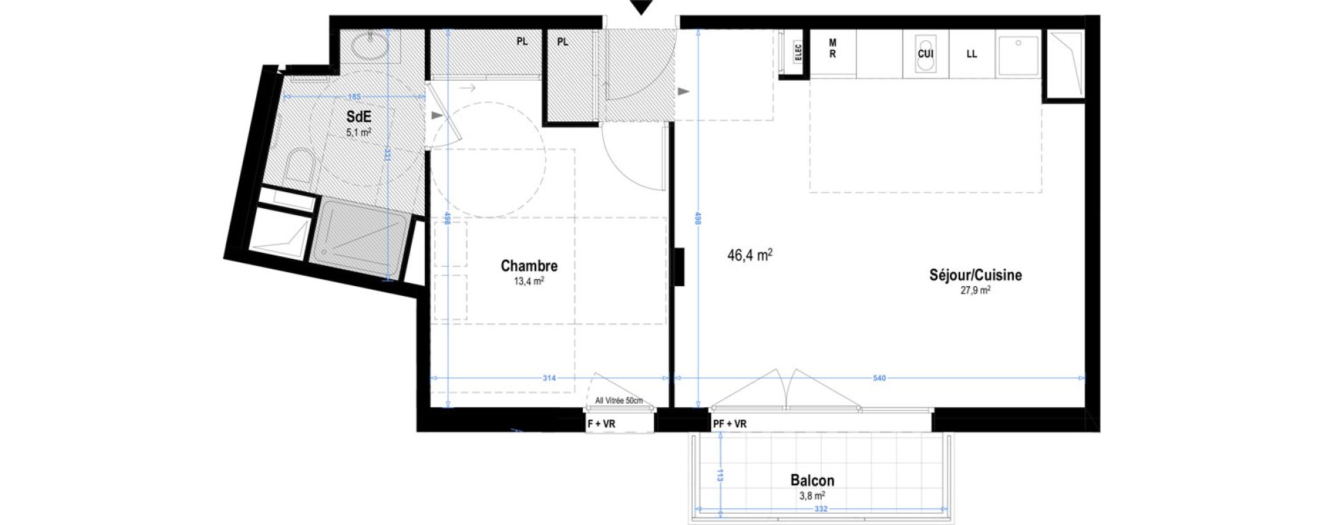 Appartement T2 meubl&eacute; de 46,40 m2 &agrave; Istres Les beaumes