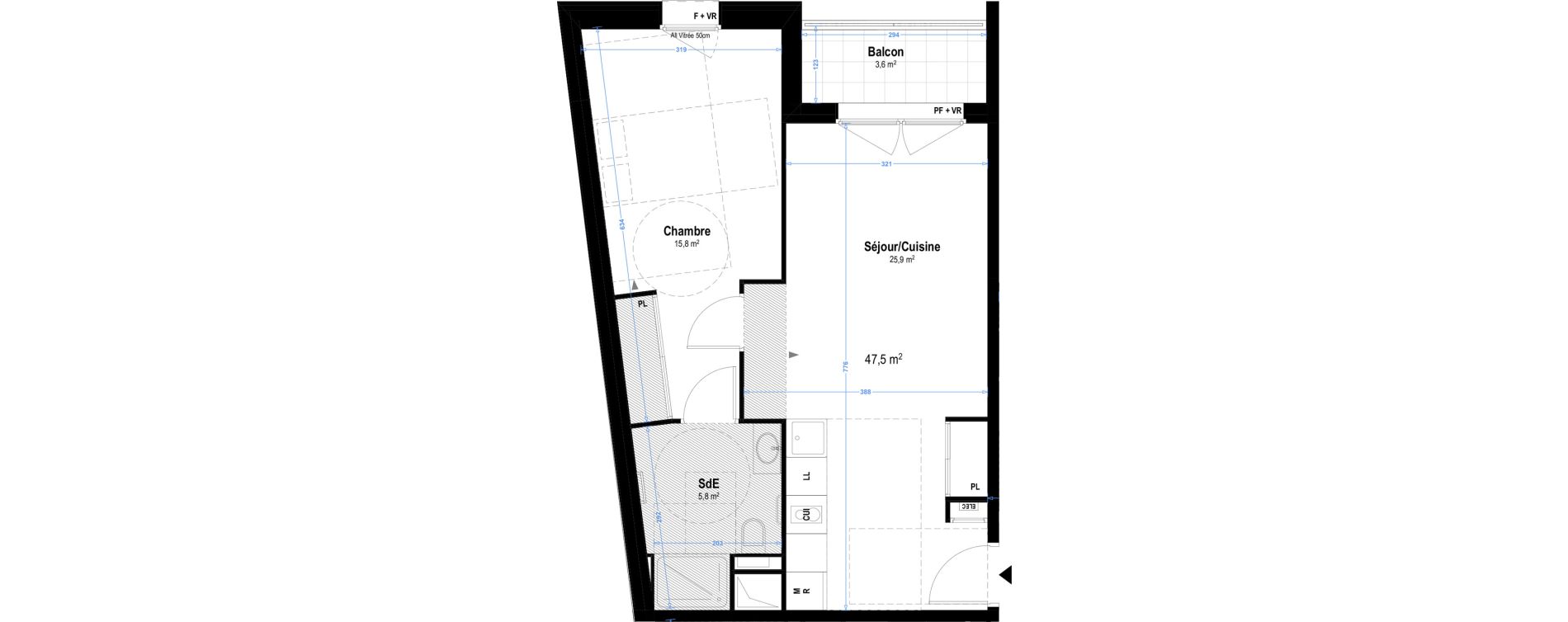 Appartement T2 meubl&eacute; de 47,50 m2 &agrave; Istres Les beaumes