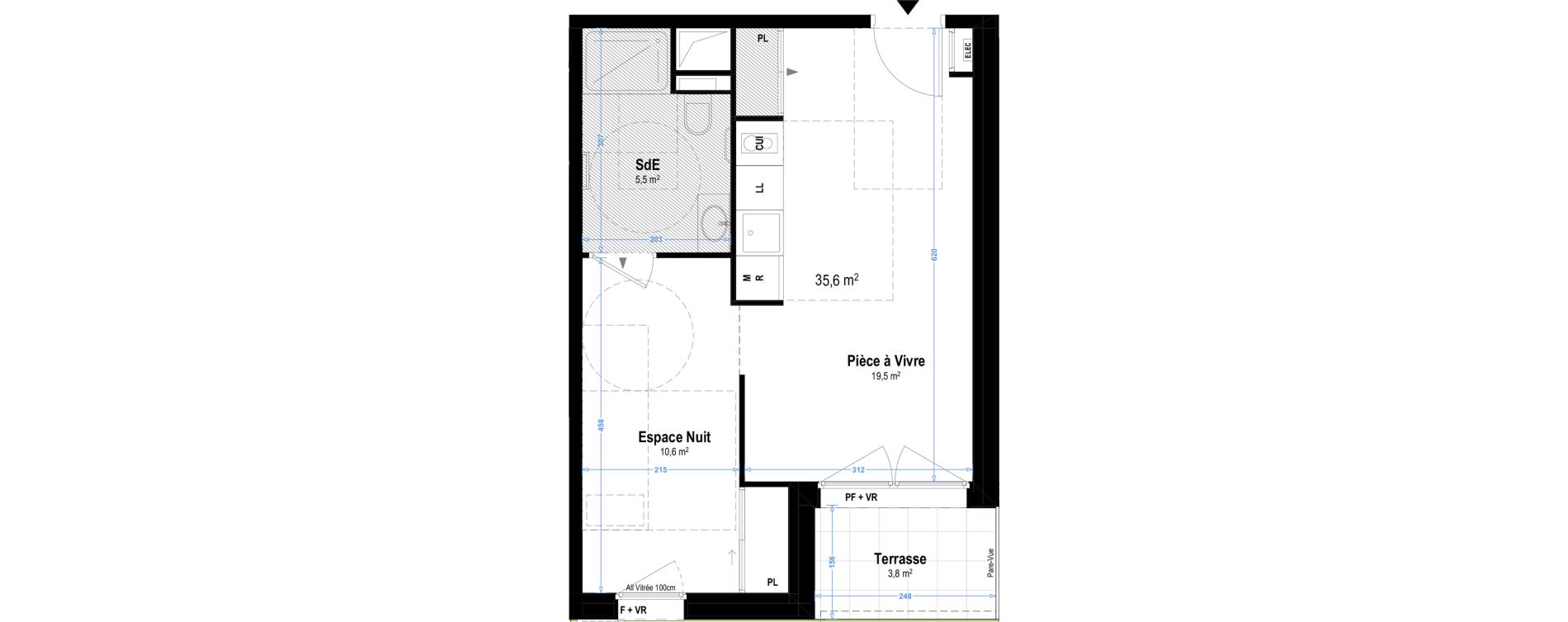 Appartement T1 meubl&eacute; de 35,60 m2 &agrave; Istres Les beaumes