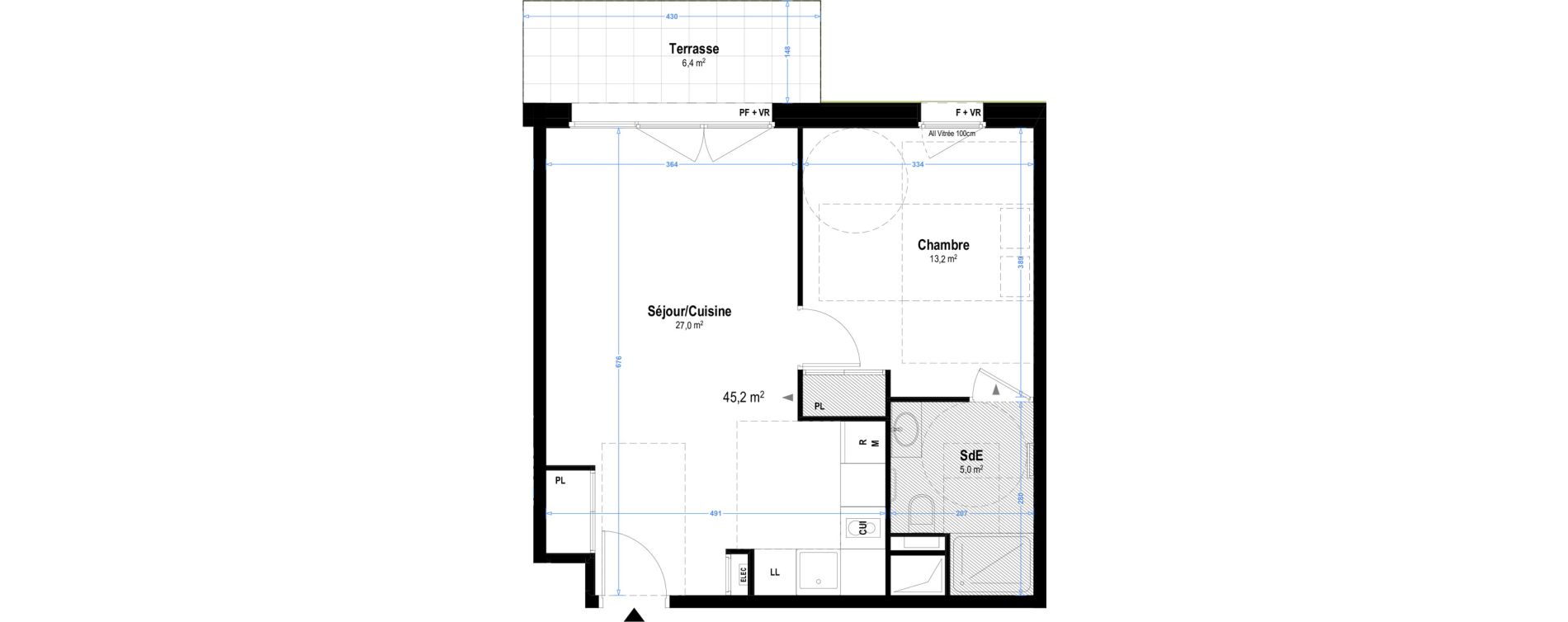 Appartement T2 meubl&eacute; de 45,20 m2 &agrave; Istres Les beaumes