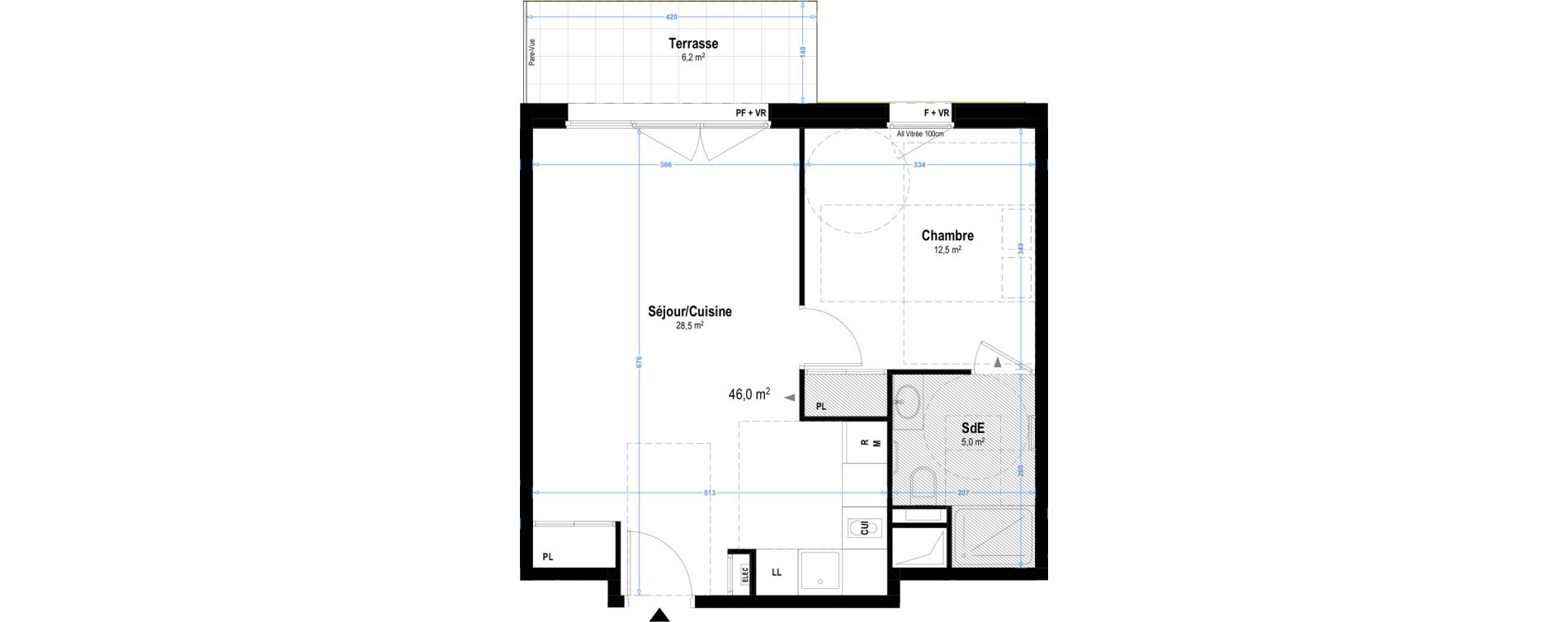 Appartement T2 meubl&eacute; de 46,00 m2 &agrave; Istres Les beaumes