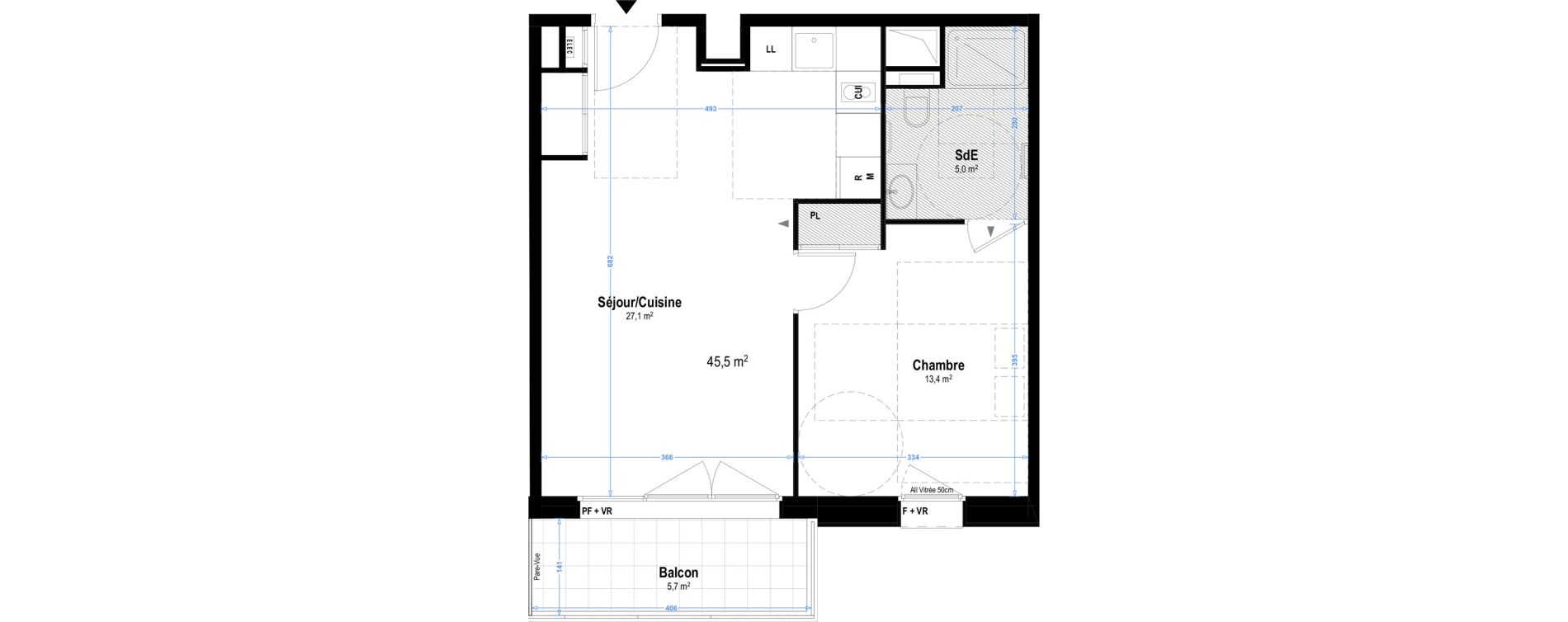 Appartement T2 meubl&eacute; de 45,50 m2 &agrave; Istres Les beaumes