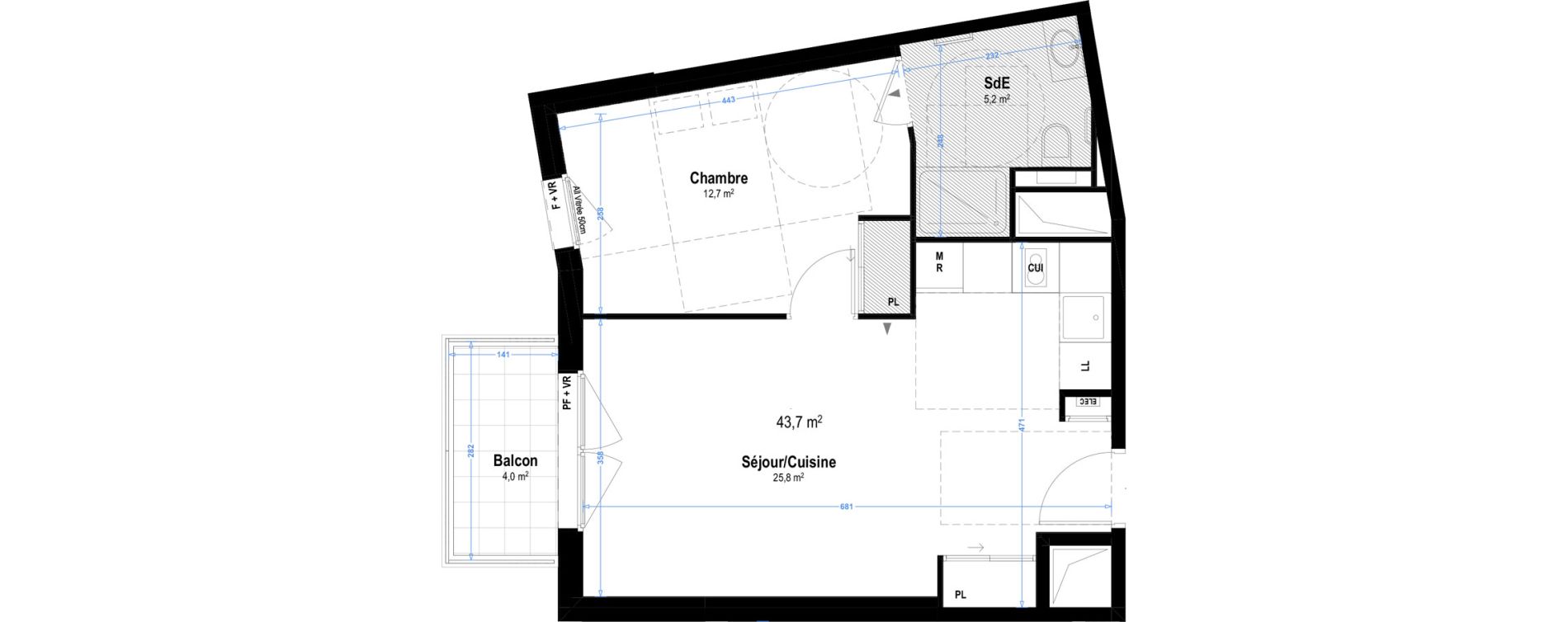 Appartement T2 meubl&eacute; de 43,70 m2 &agrave; Istres Les beaumes