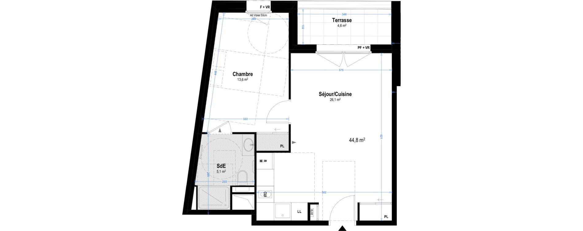 Appartement T2 meubl&eacute; de 44,80 m2 &agrave; Istres Les beaumes