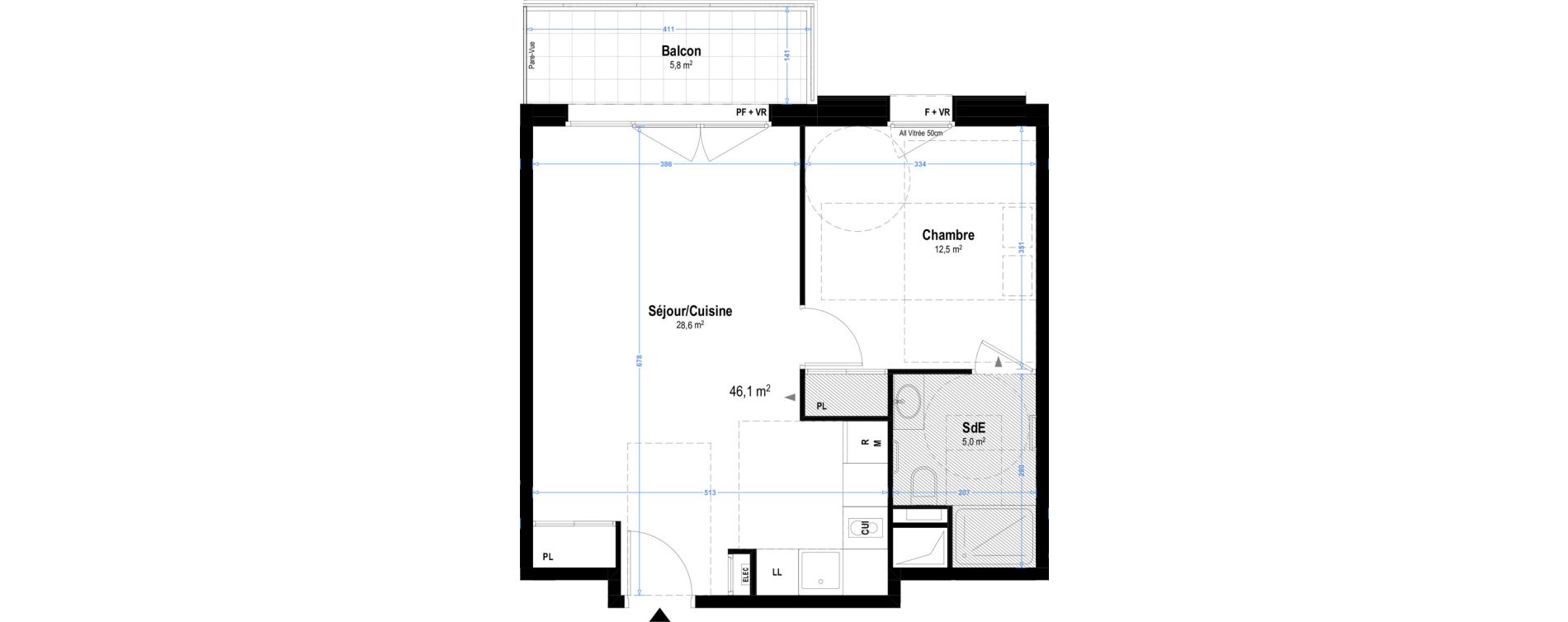 Appartement T2 meubl&eacute; de 46,10 m2 &agrave; Istres Les beaumes