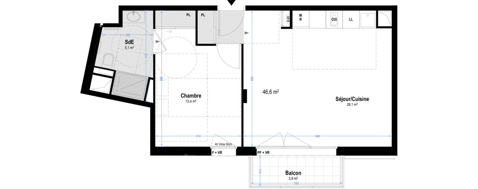 Appartement T2 meubl&eacute; de 46,60 m2 &agrave; Istres Les beaumes