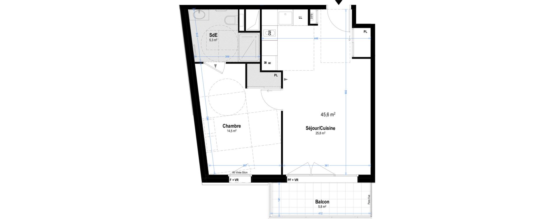 Appartement T2 meubl&eacute; de 45,60 m2 &agrave; Istres Les beaumes