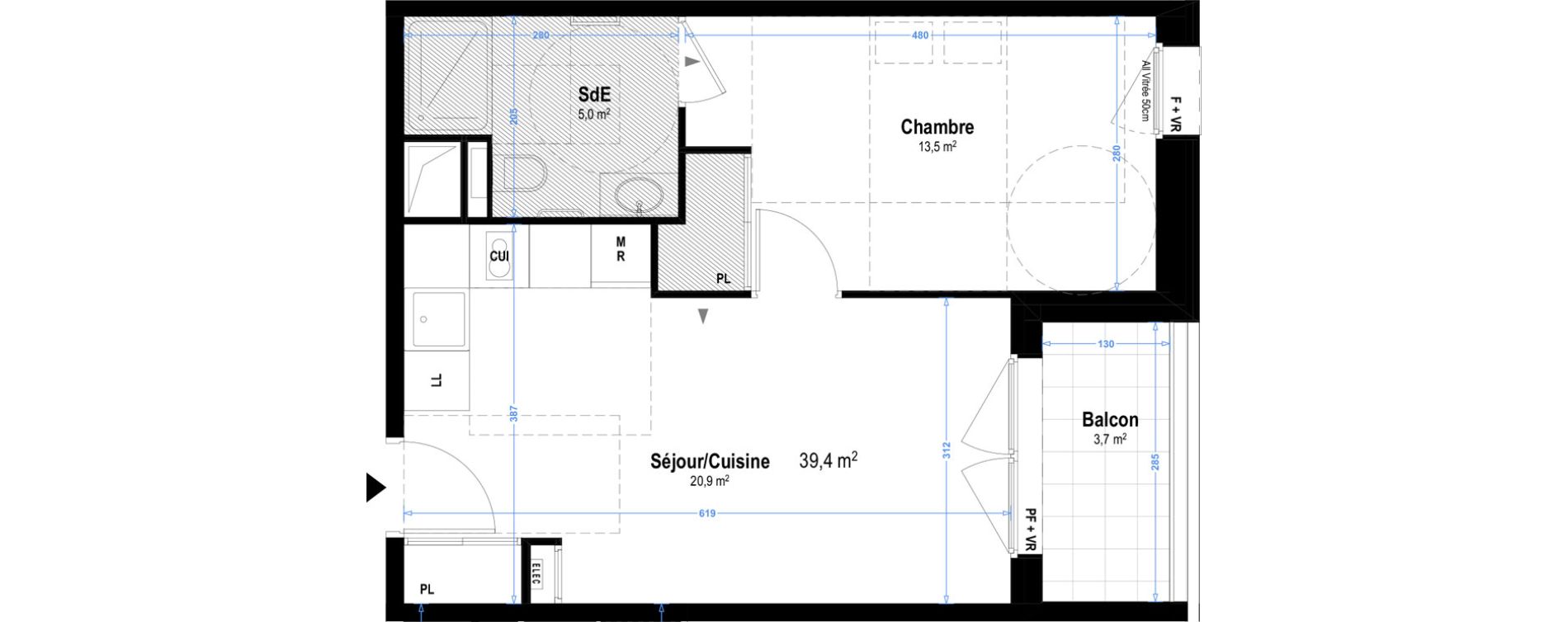 Appartement T2 meubl&eacute; de 39,40 m2 &agrave; Istres Les beaumes