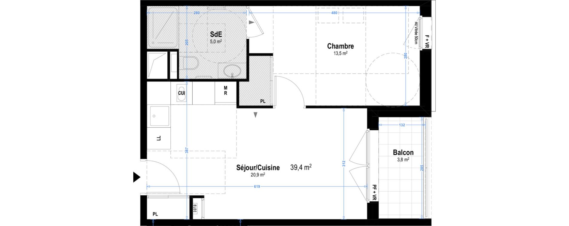 Appartement T2 de 39,40 m2 &agrave; Istres Bardin