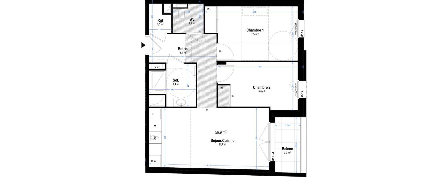 Appartement T3 de 56,90 m2 &agrave; Istres Bardin