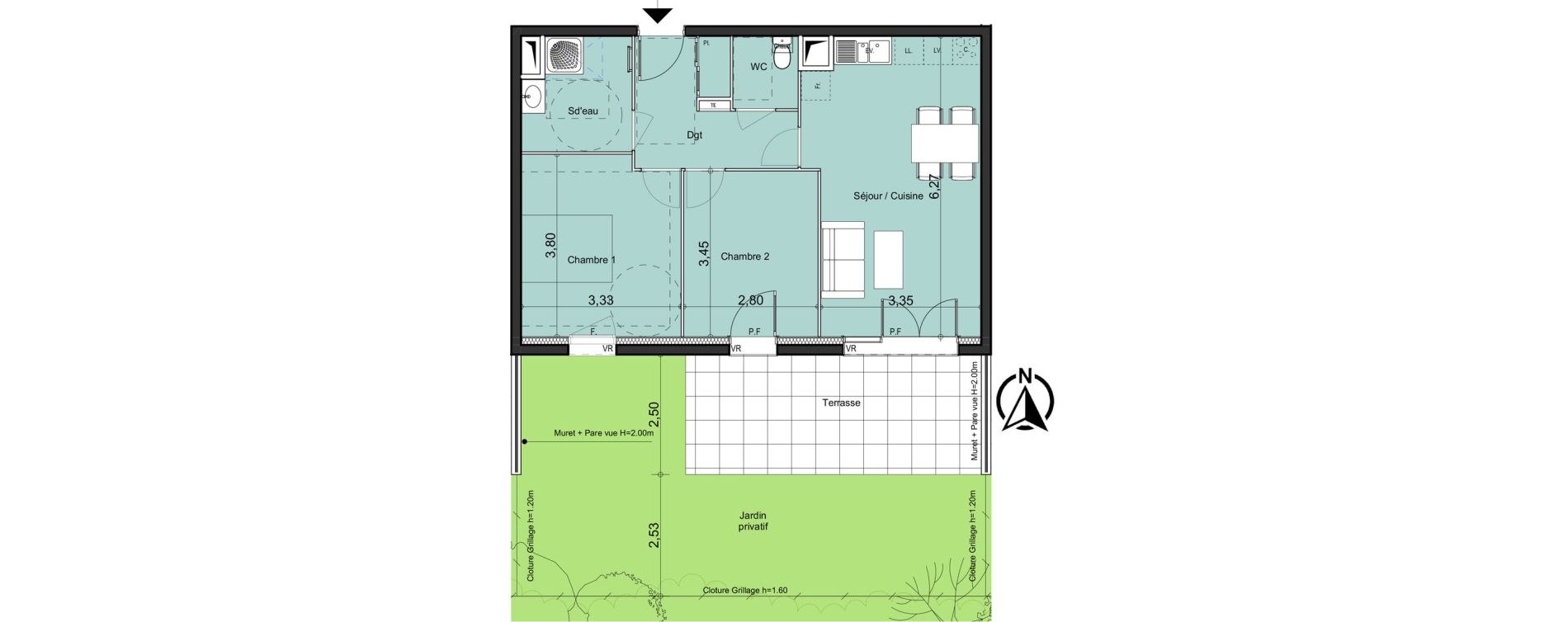 Appartement T3 de 57,83 m2 &agrave; La Bouilladisse Centre