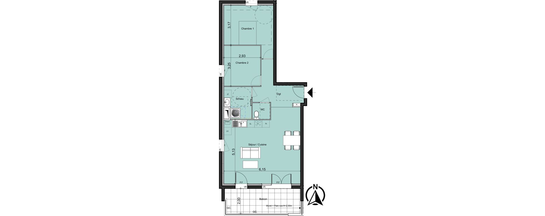 Appartement T3 de 72,89 m2 &agrave; La Bouilladisse Centre