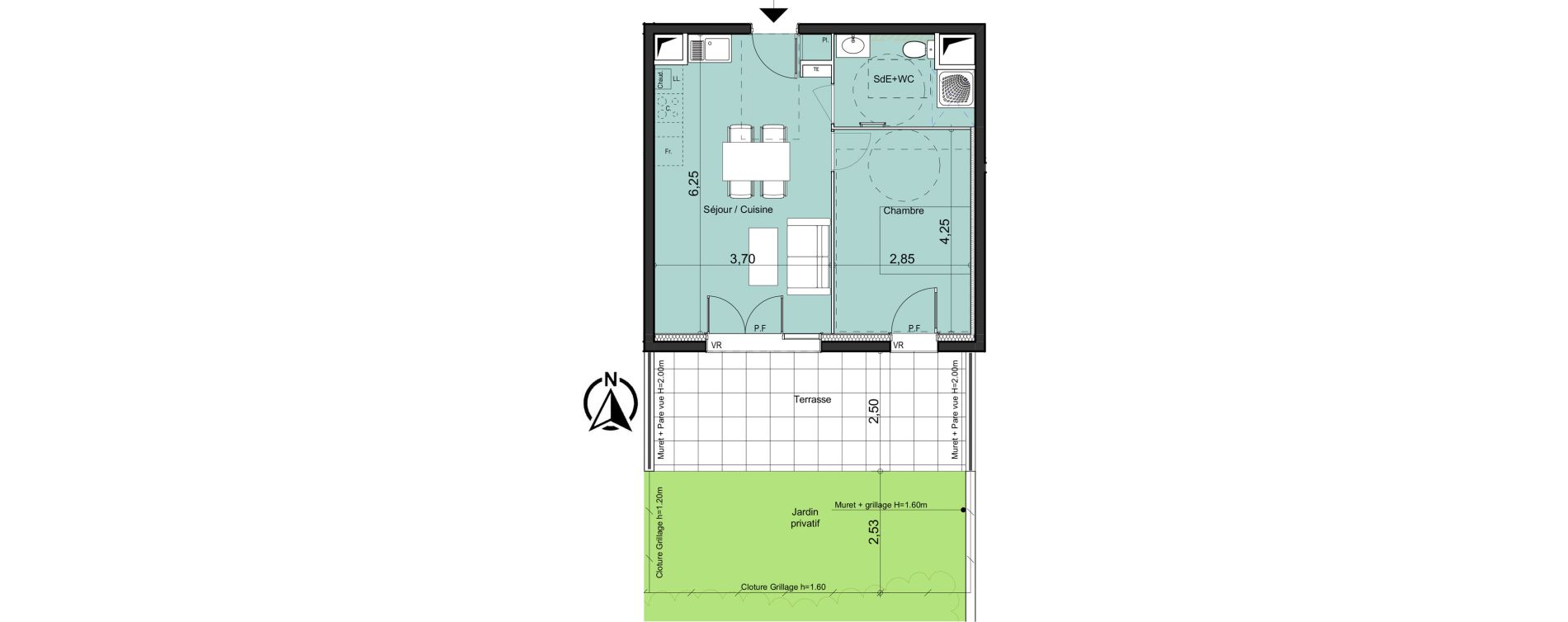 Appartement T2 de 39,70 m2 &agrave; La Bouilladisse Centre
