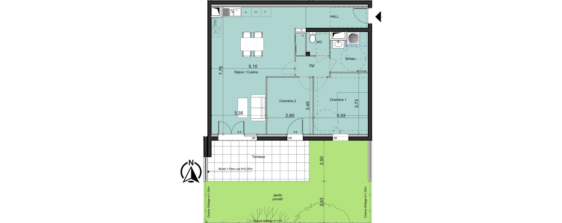 Appartement T3 de 71,25 m2 &agrave; La Bouilladisse Centre