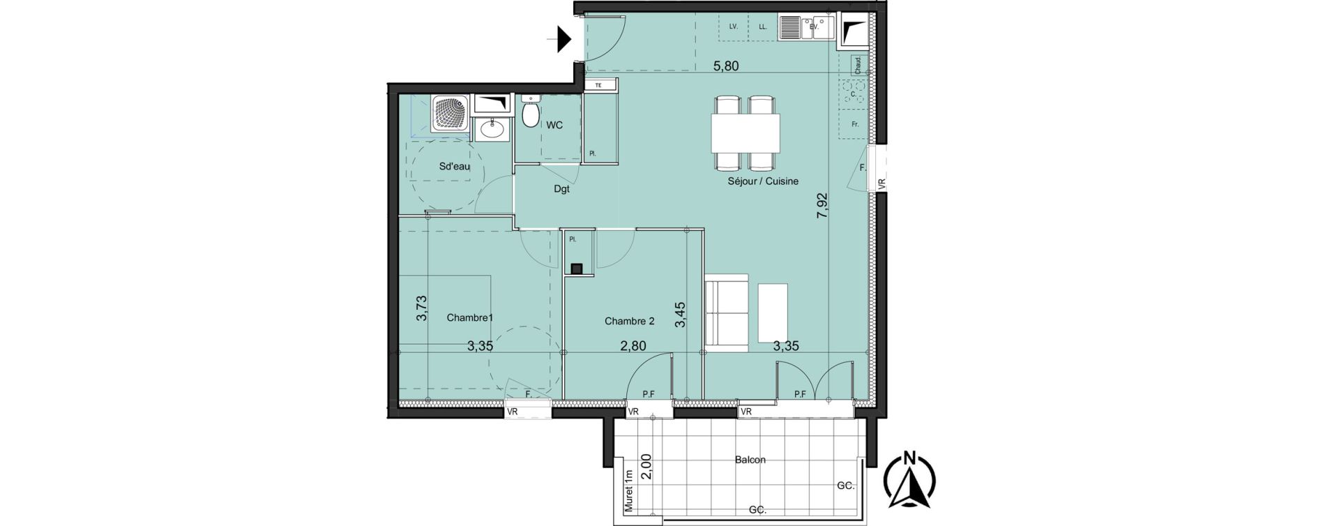 Appartement T3 de 67,43 m2 &agrave; La Bouilladisse Centre