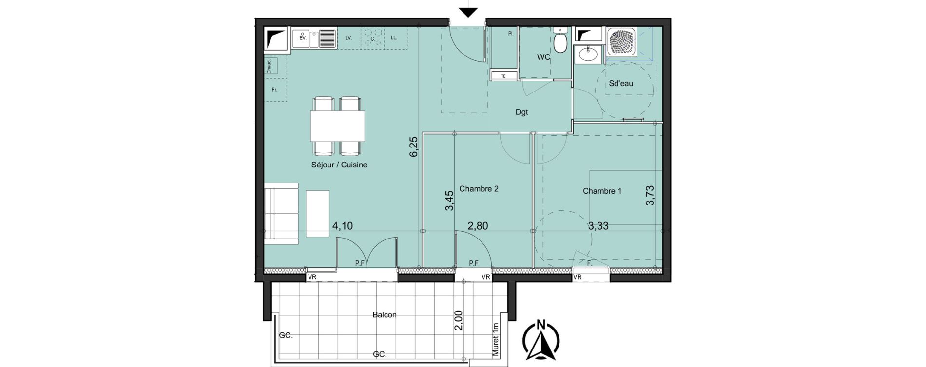 Appartement T3 de 62,55 m2 &agrave; La Bouilladisse Centre