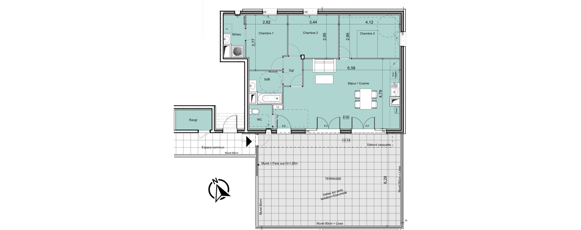 Appartement T4 de 82,02 m2 &agrave; La Bouilladisse Centre
