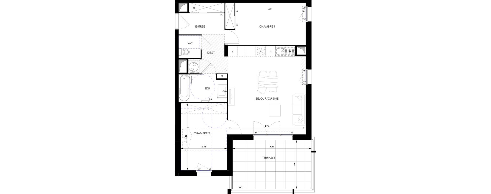 Appartement T3 de 65,80 m2 &agrave; La Ciotat Maltemps