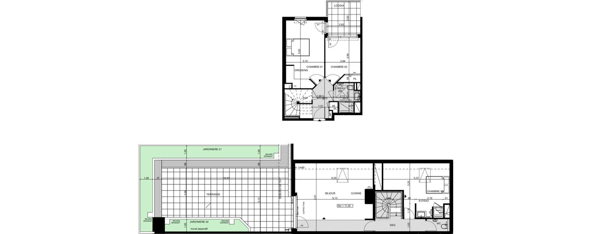 Duplex T4 de 93,06 m2 &agrave; La Ciotat Le garoutier