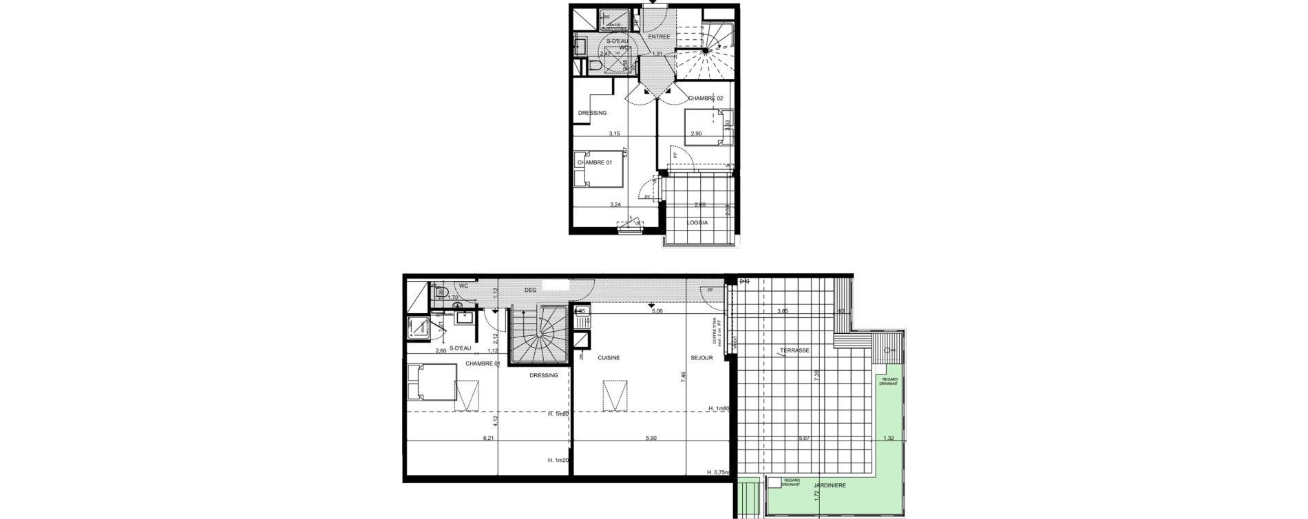 Duplex T4 de 90,58 m2 &agrave; La Ciotat Le garoutier