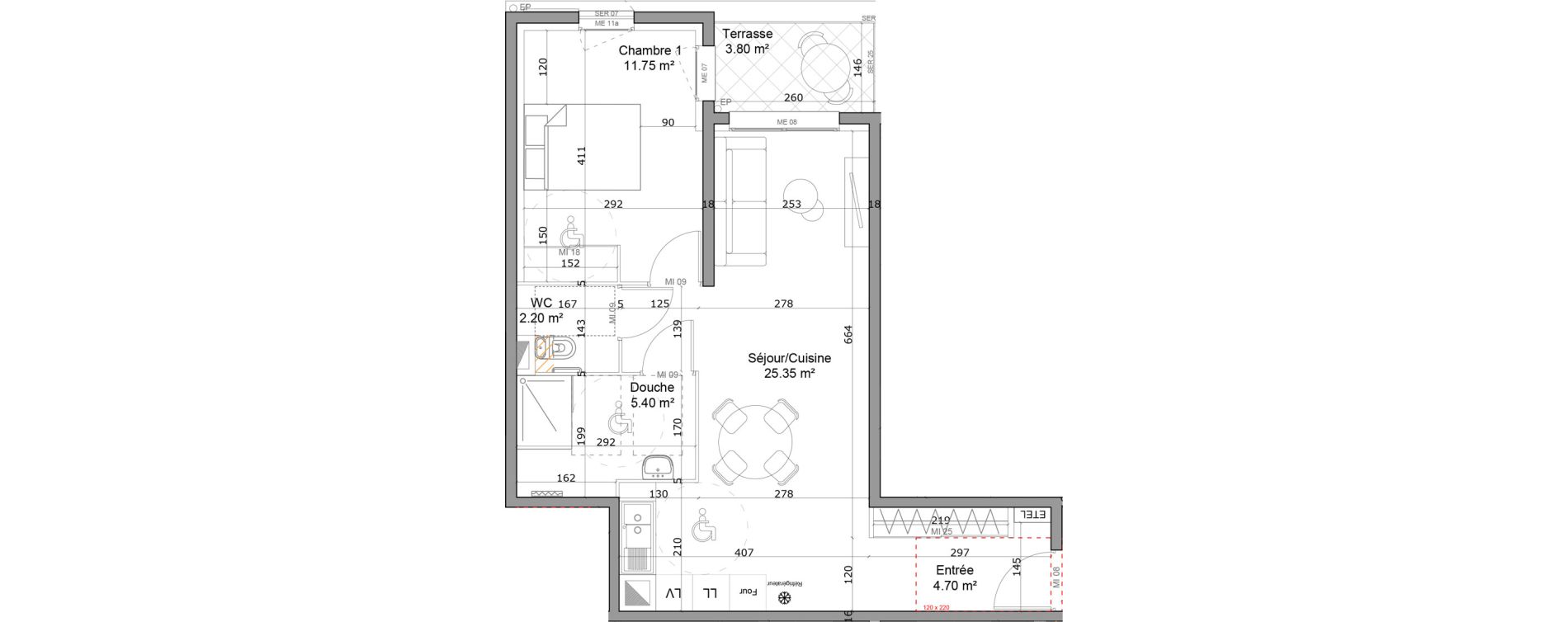 Appartement T2 de 49,40 m2 &agrave; La Ciotat Centre ville