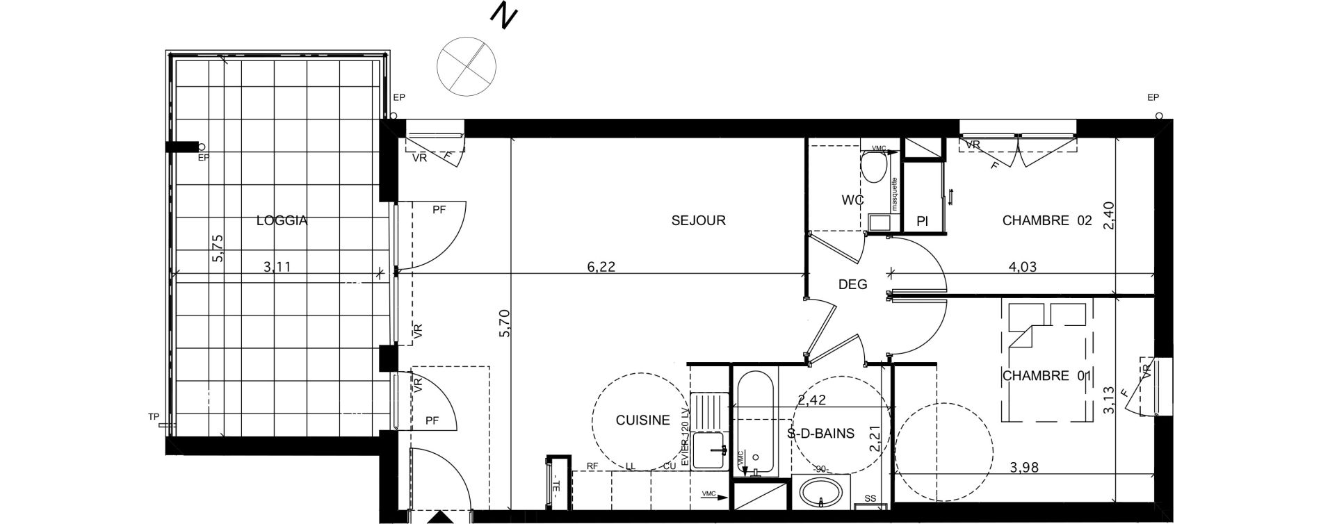 Appartement T3 de 63,40 m2 &agrave; La Ciotat Le garoutier