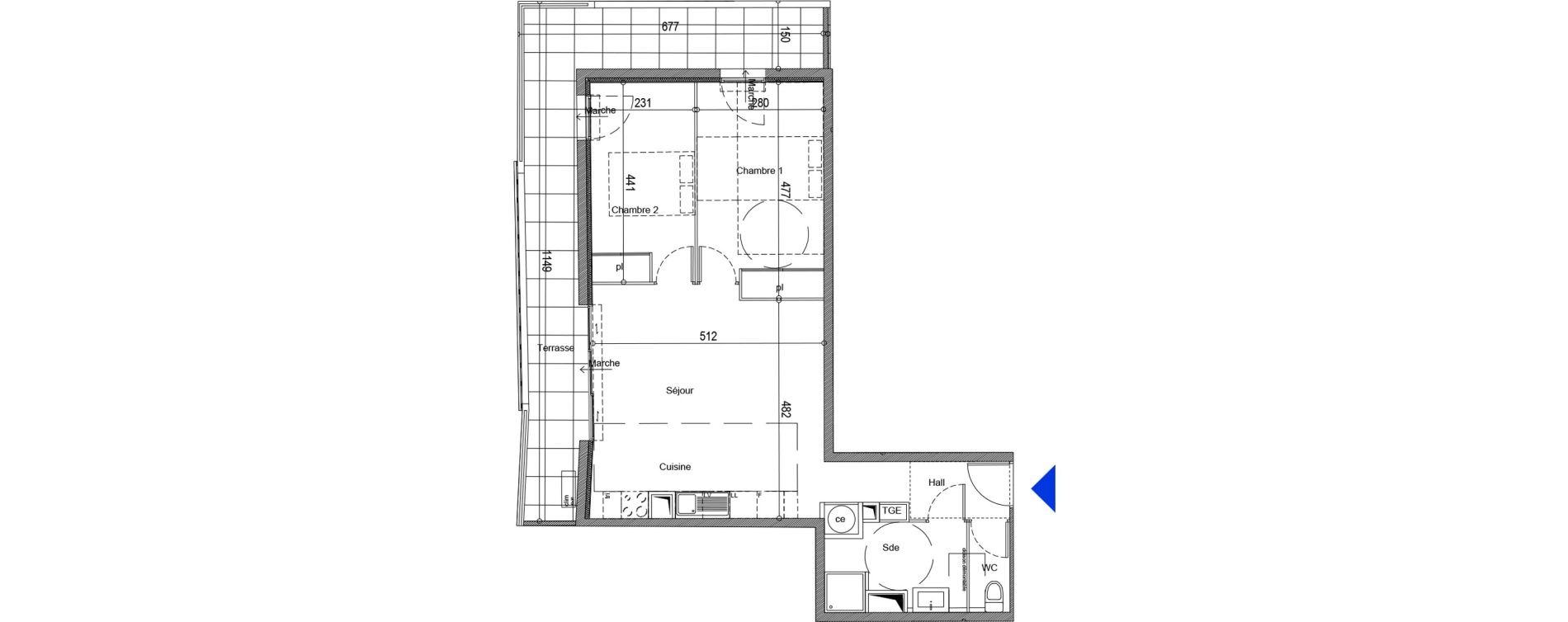 Appartement T3 de 60,89 m2 &agrave; La Ciotat H&ocirc;pital - plage des capucins