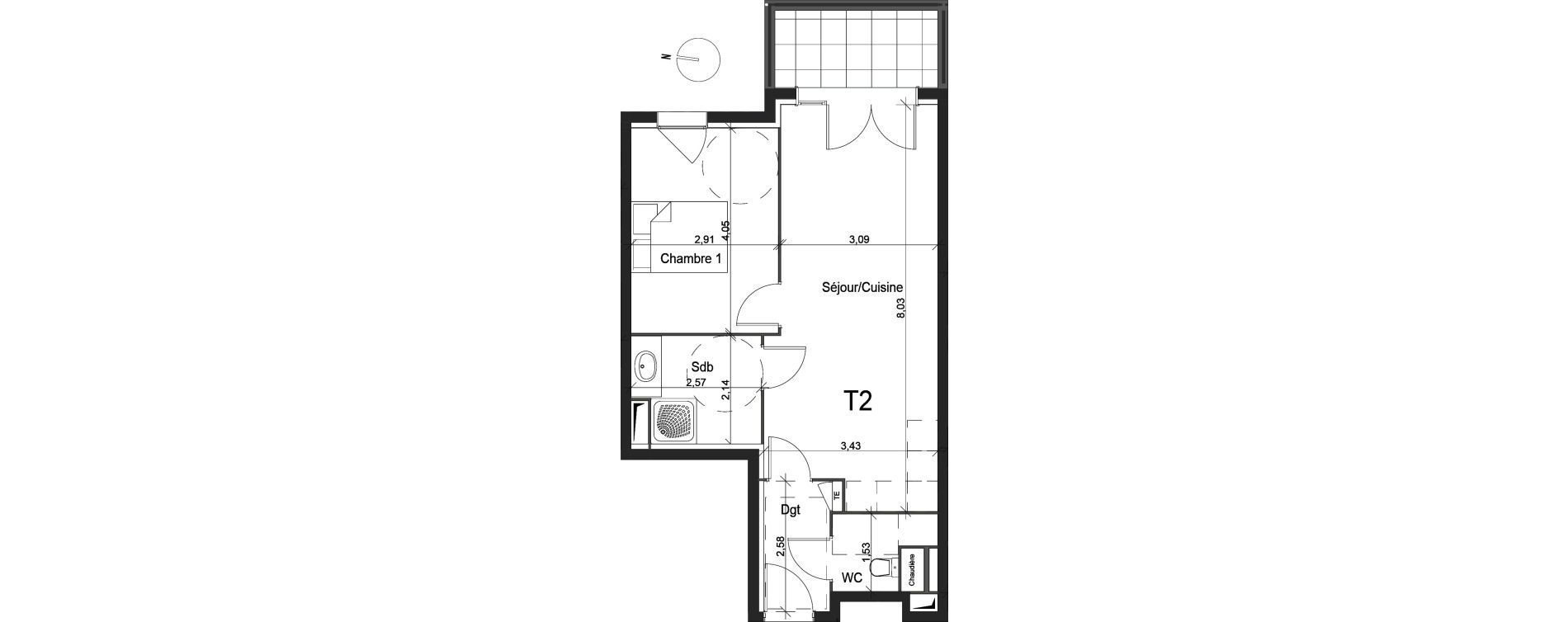 Appartement T2 de 47,71 m2 &agrave; La Ciotat Centre