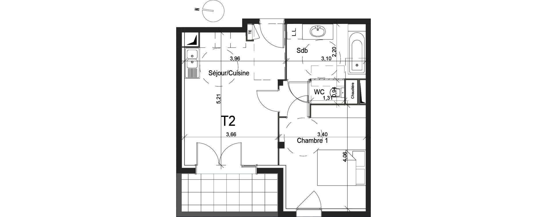 Appartement T2 de 41,79 m2 &agrave; La Ciotat Centre
