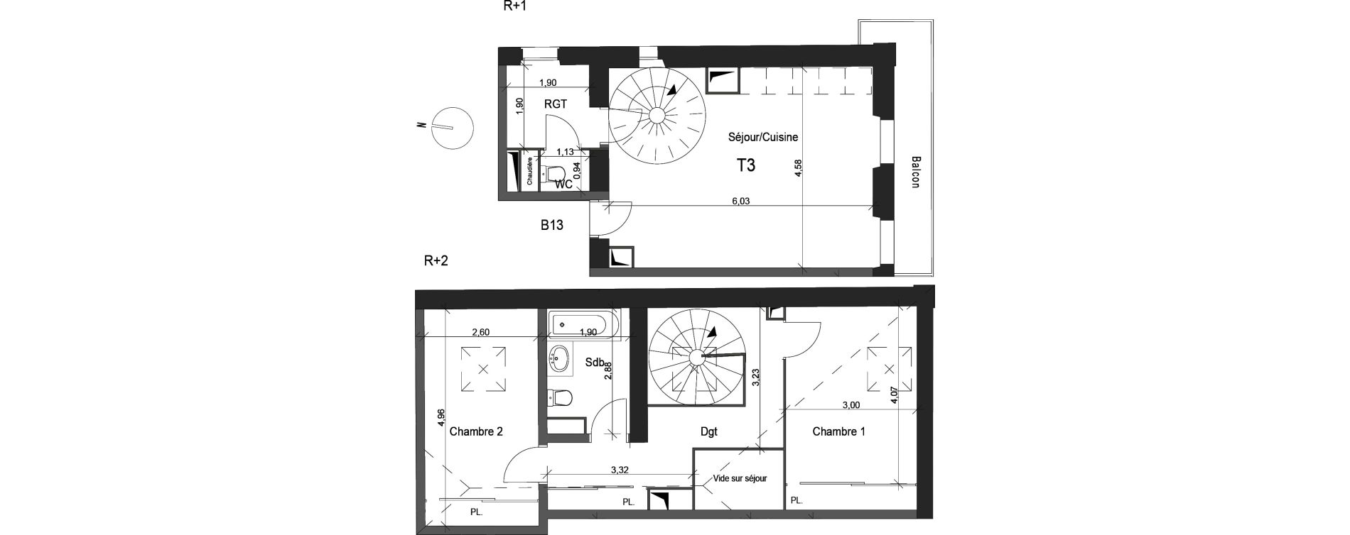 Duplex T3 de 70,90 m2 &agrave; La Ciotat Centre