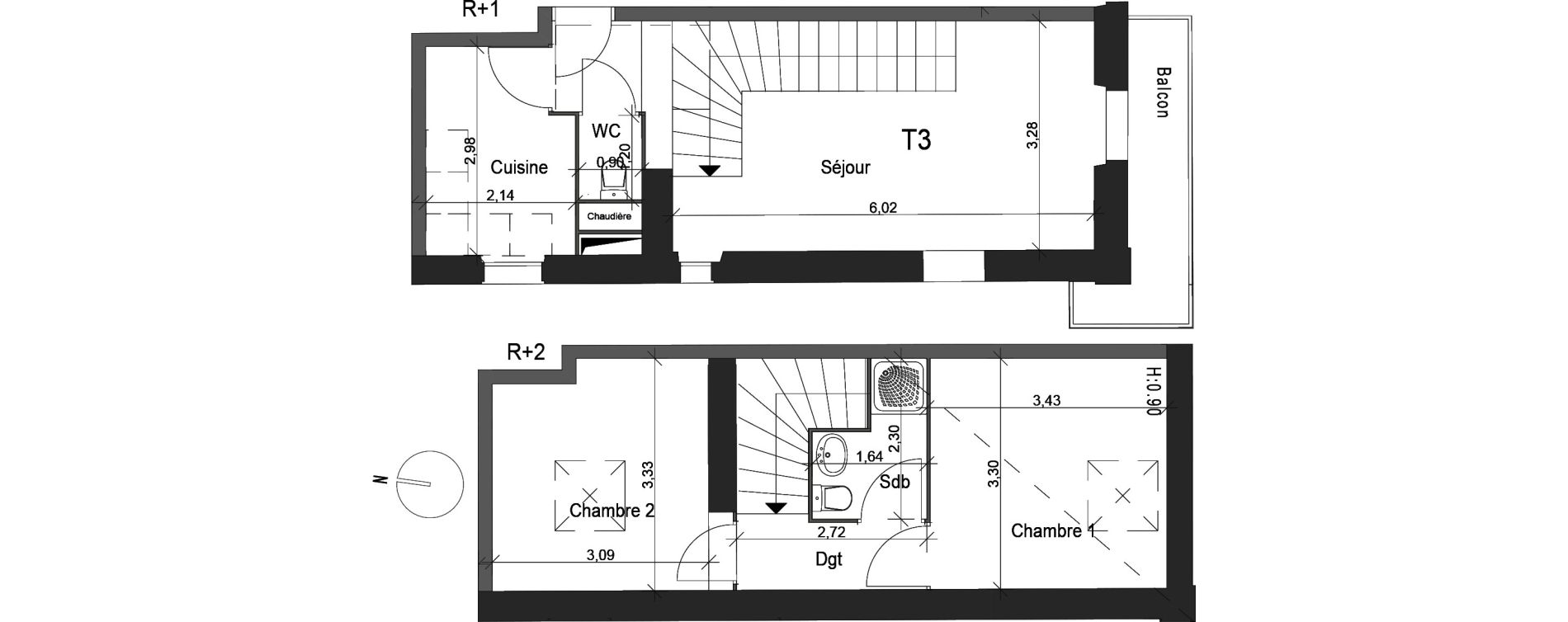 Duplex T3 de 53,42 m2 &agrave; La Ciotat Centre