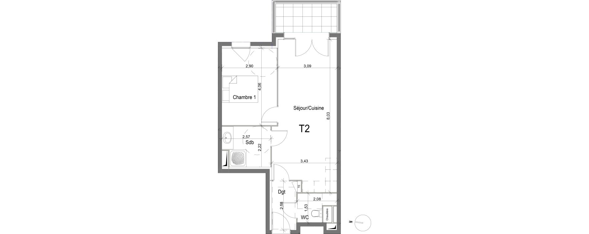 Appartement T2 de 47,71 m2 &agrave; La Ciotat Centre