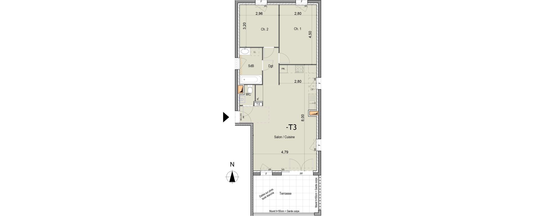 Appartement T3 de 67,79 m2 &agrave; La Fare-Les-Oliviers Saint exup&eacute;ry