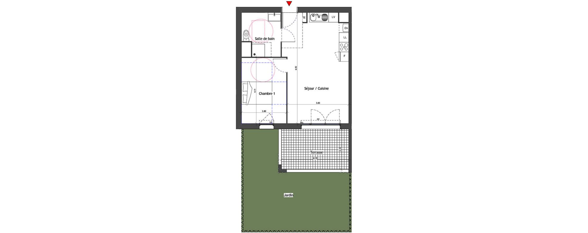 Appartement T2 de 44,45 m2 &agrave; La Fare-Les-Oliviers Saint exup&eacute;ry