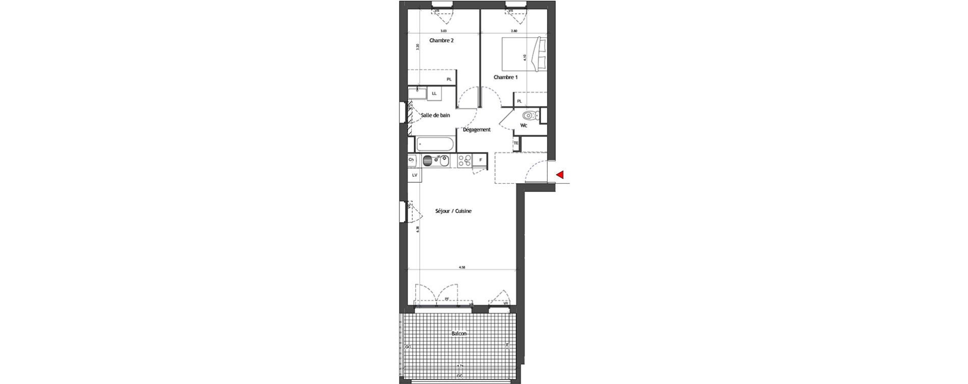 Appartement T3 de 64,88 m2 &agrave; La Fare-Les-Oliviers Saint exup&eacute;ry