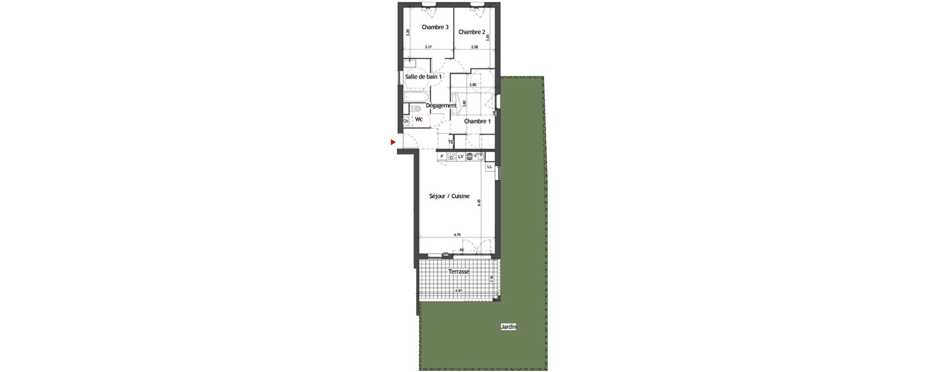 Appartement T4 de 80,86 m2 &agrave; La Fare-Les-Oliviers Saint exup&eacute;ry