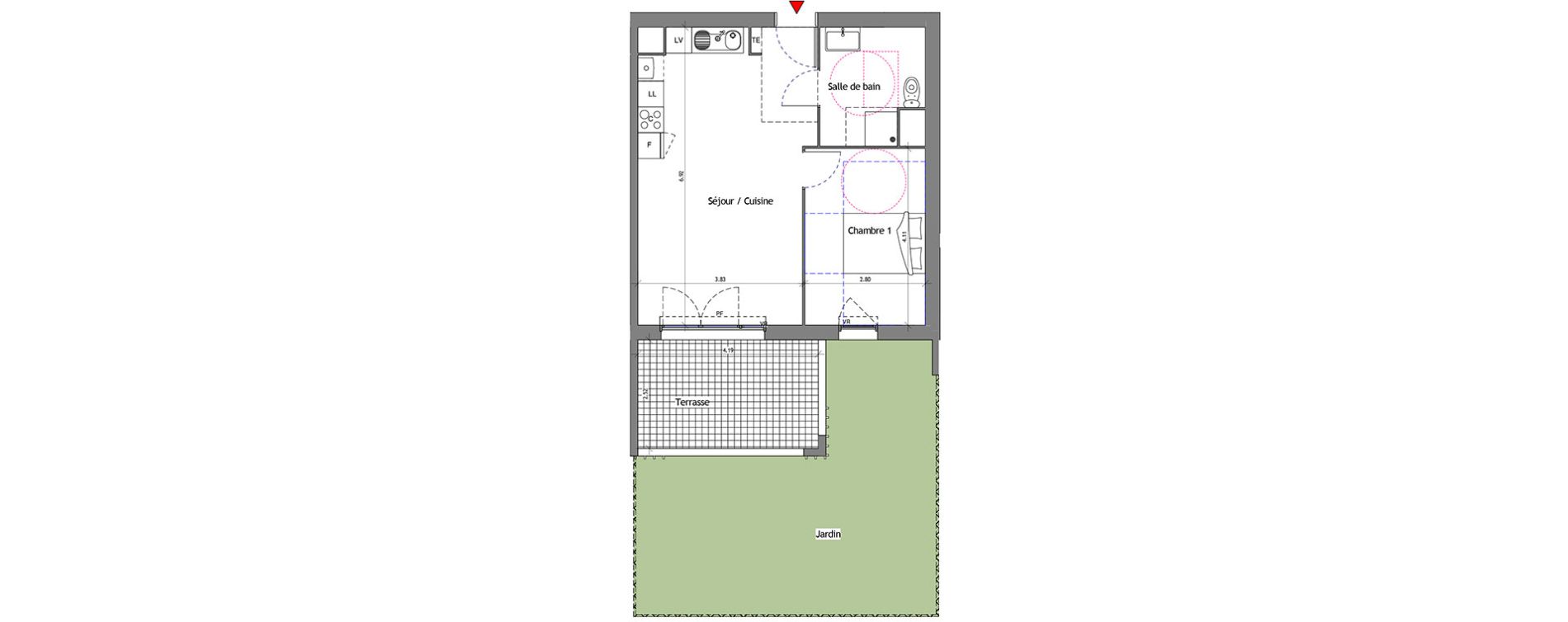 Appartement T2 de 44,50 m2 &agrave; La Fare-Les-Oliviers Saint exup&eacute;ry