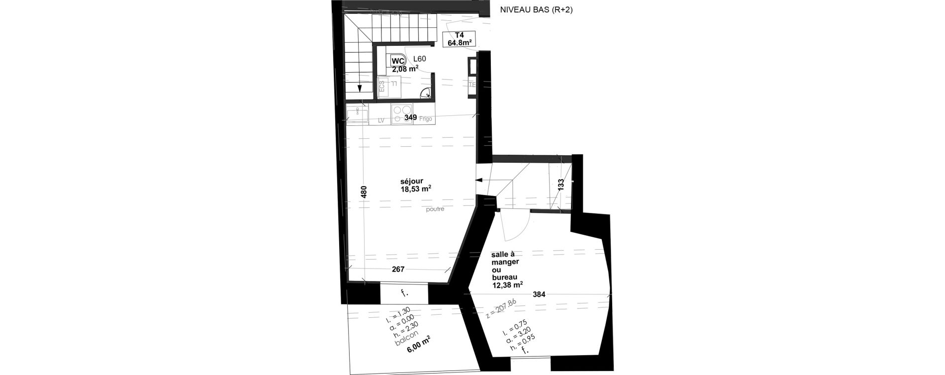 Duplex T3 de 64,85 m2 &agrave; Lambesc Centre