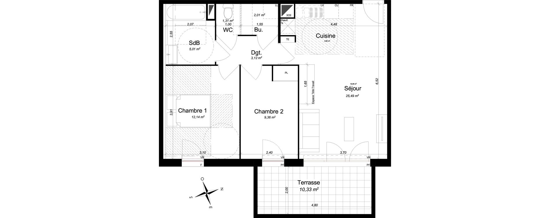 Appartement T3 de 58,43 m2 &agrave; Lambesc Centre