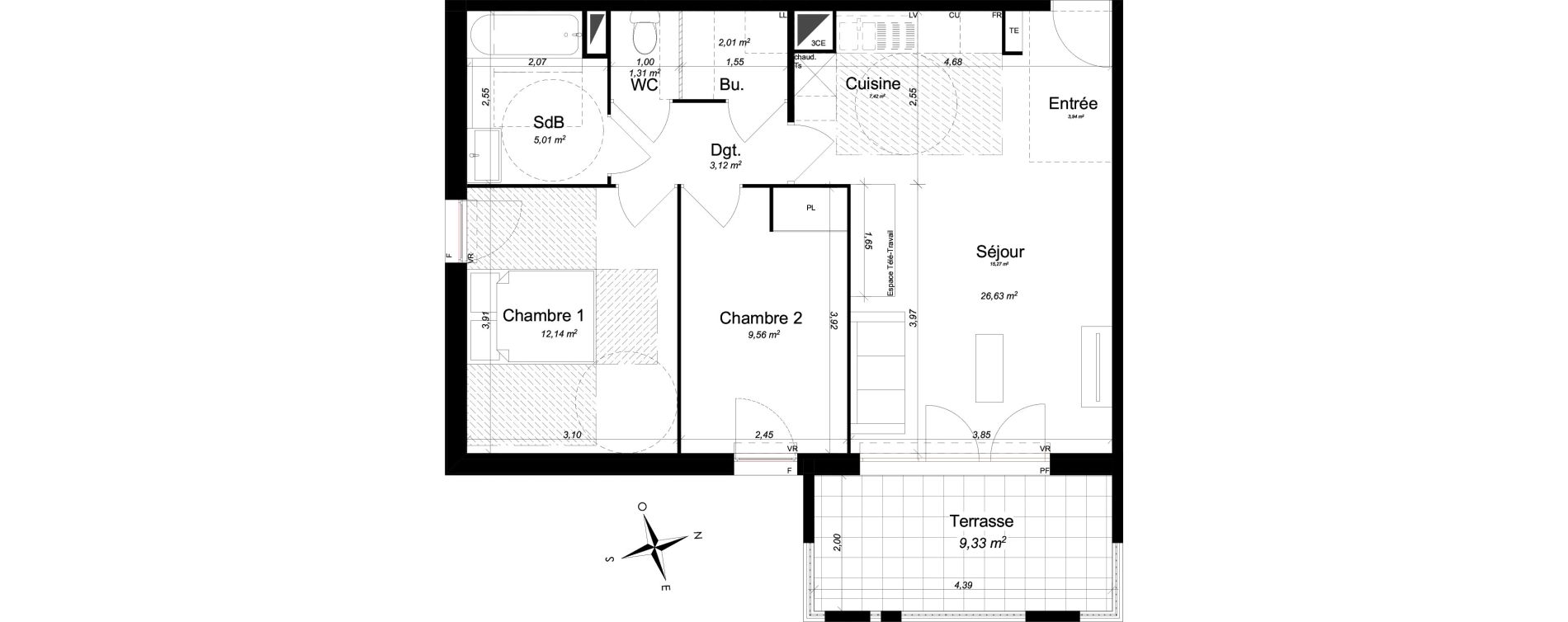 Appartement T3 de 59,77 m2 &agrave; Lambesc Centre