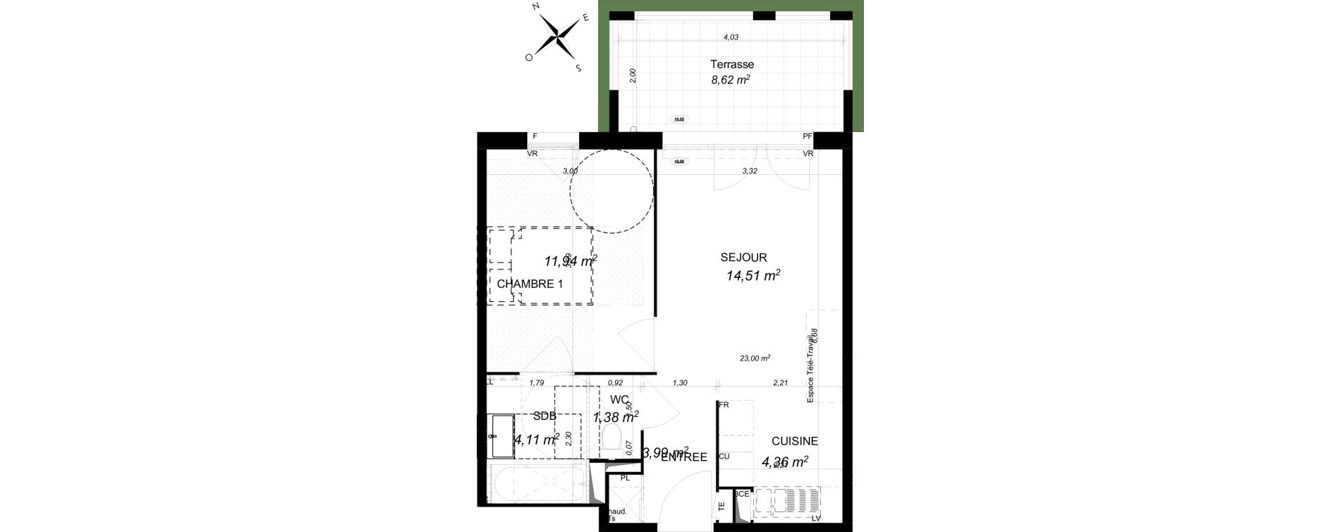 Appartement T2 de 40,30 m2 &agrave; Lambesc Centre