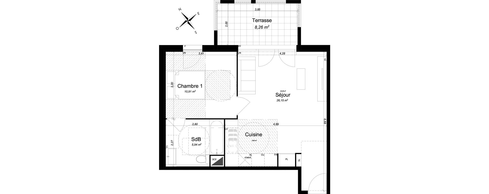 Appartement T2 de 43,00 m2 &agrave; Lambesc Centre