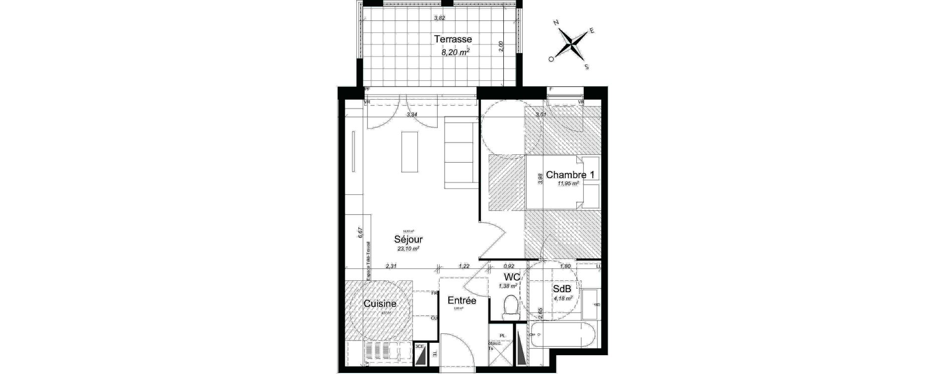 Appartement T2 de 40,62 m2 &agrave; Lambesc Centre