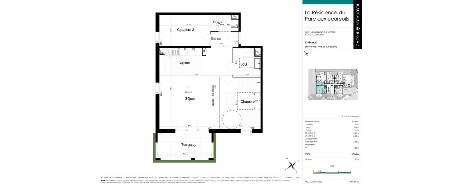 Appartement T3 de 67,40 m2 &agrave; Lambesc Centre