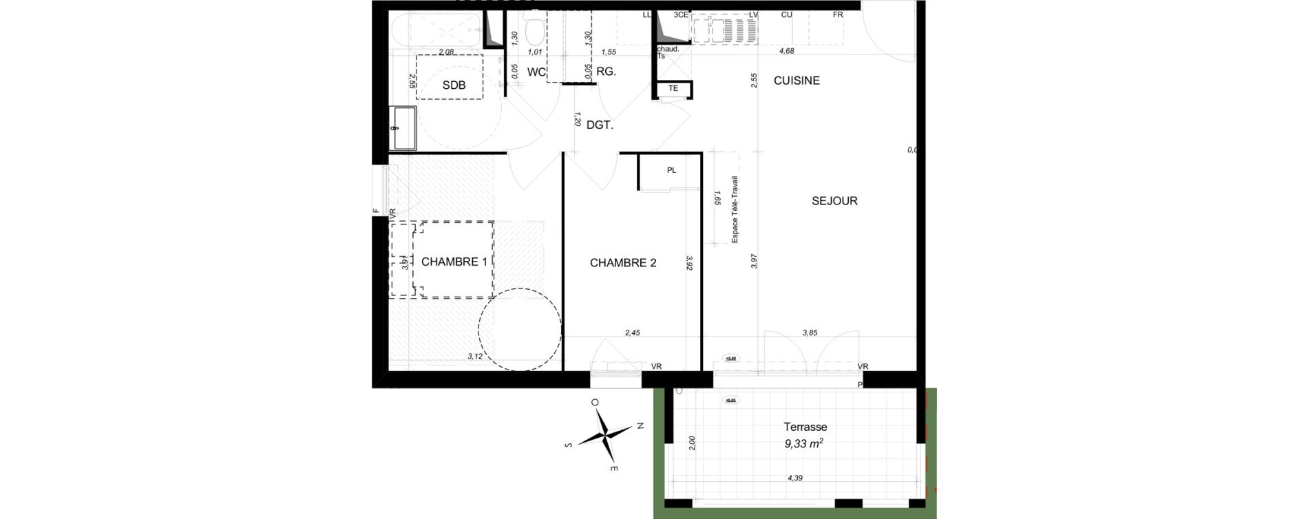 Appartement T3 de 59,78 m2 &agrave; Lambesc Centre