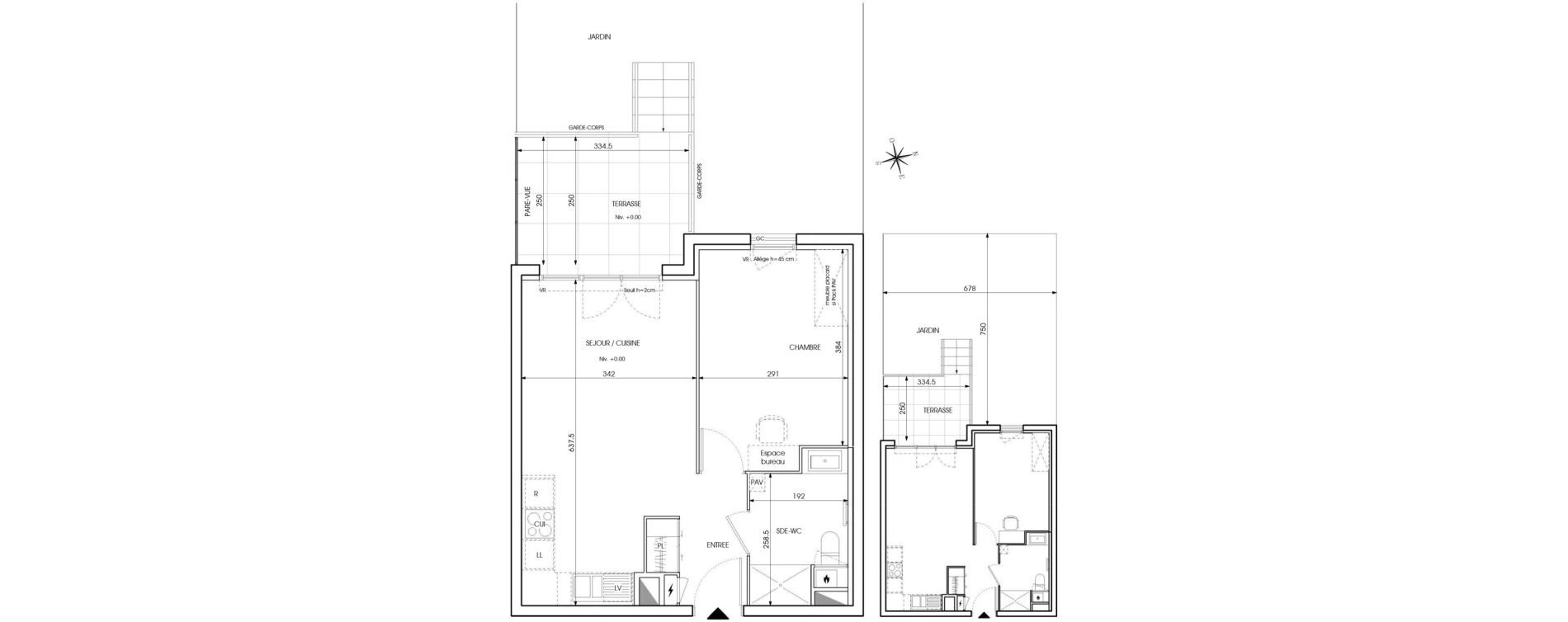Appartement T2 de 40,68 m2 au Puy-Sainte-R&eacute;parade Centre