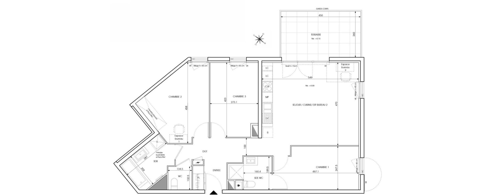 Appartement T4 de 83,01 m2 au Puy-Sainte-R&eacute;parade Centre