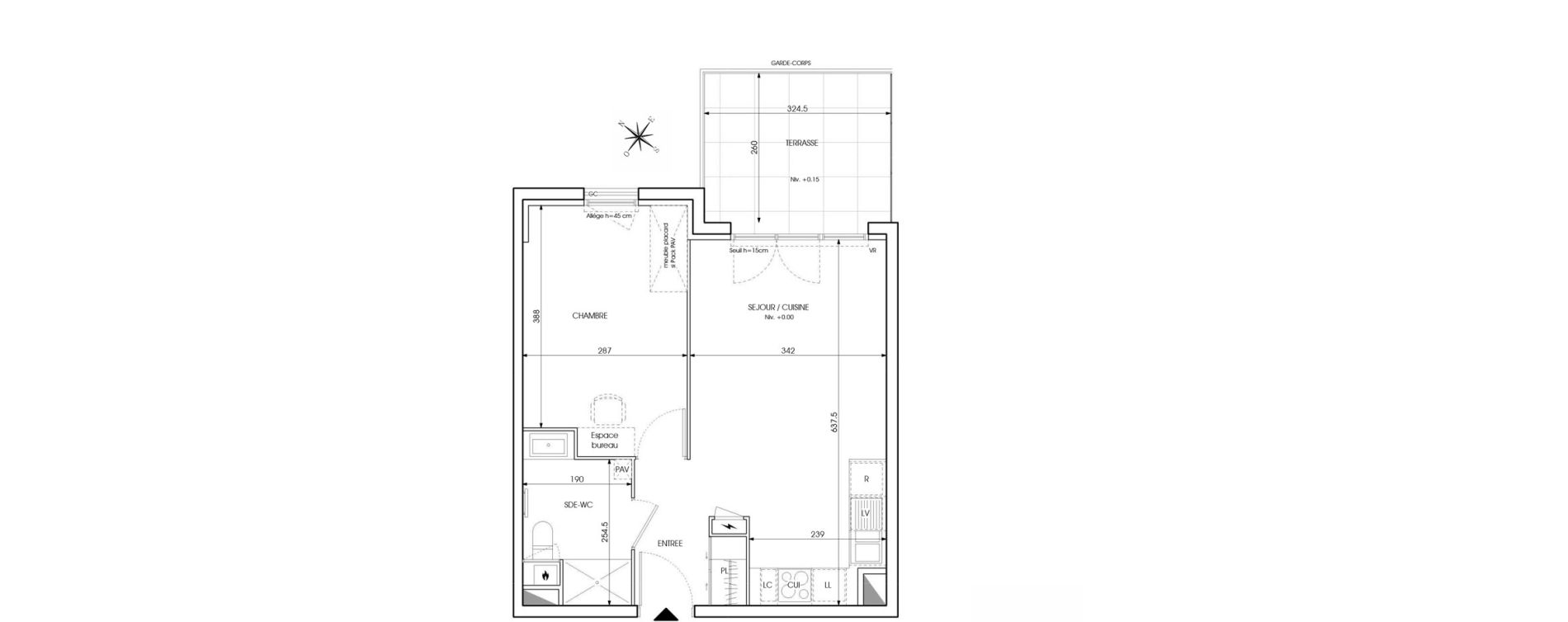 Appartement T2 de 40,41 m2 au Puy-Sainte-R&eacute;parade Centre