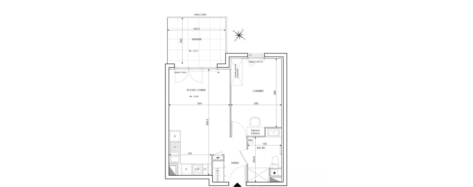 Appartement T2 de 39,55 m2 au Puy-Sainte-R&eacute;parade Centre