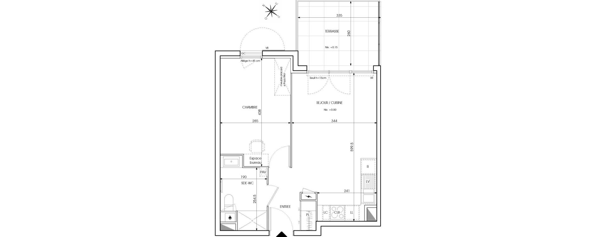 Appartement T2 de 39,55 m2 au Puy-Sainte-R&eacute;parade Centre